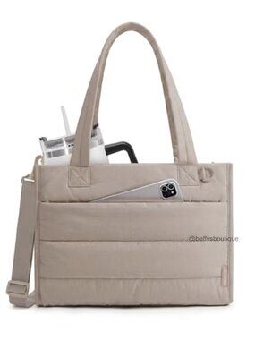 Quilted Puffer Tote Bag Small Crossbody Work Teacher Bag Zipper